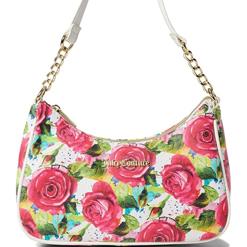 Juicy Couture Multi Rose Small Crescent Shoulder Bag Purse New with tags